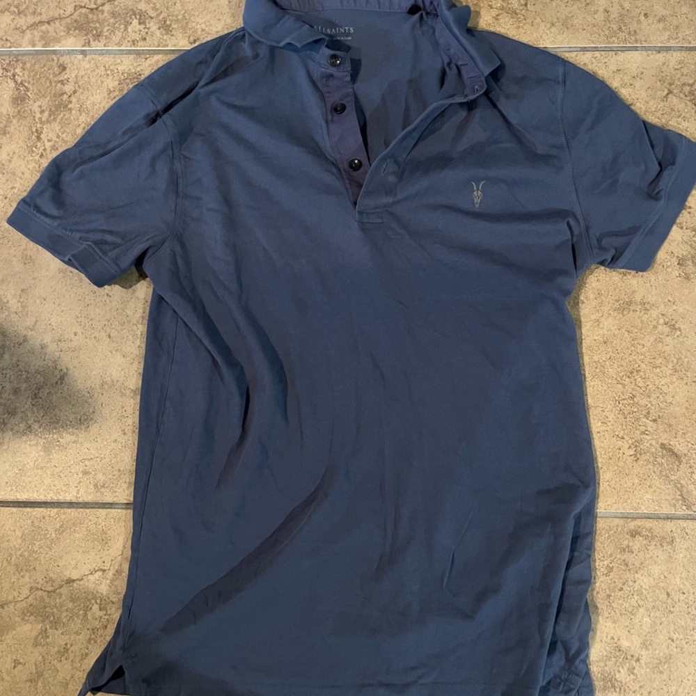 All Saints Navy Polo Shirt